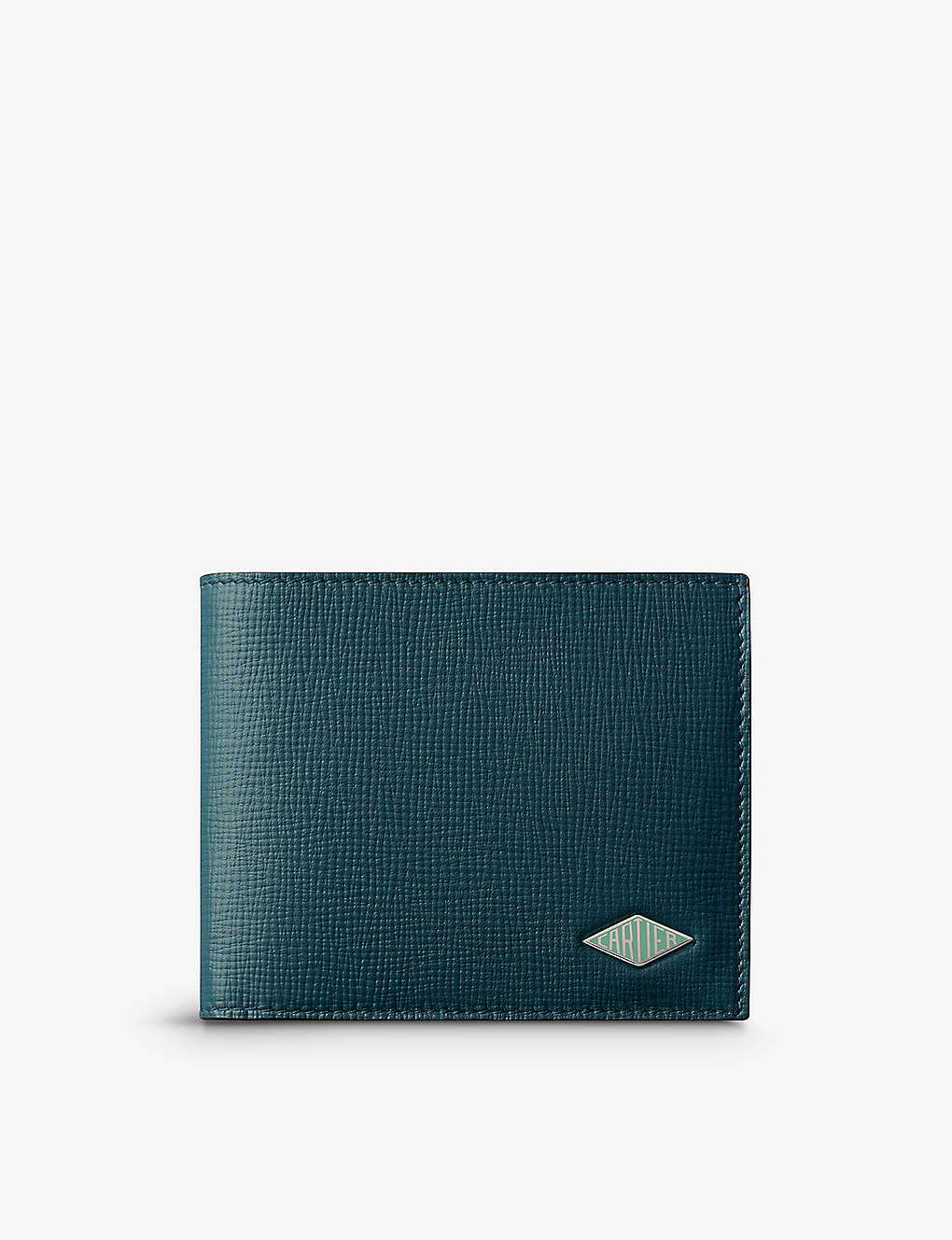 Cartier Blue Losange Logo-plaque Grained Leather And Palladium Wallet