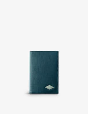 Shop Cartier Losange Logo-plaque Leather And Palladium Card Holder In Blue