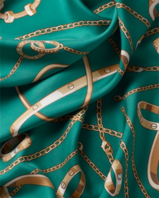 Shop Cartier Precious Mundanity Graphic-print Silk-twill Scarf 90cm X 90cm In Green