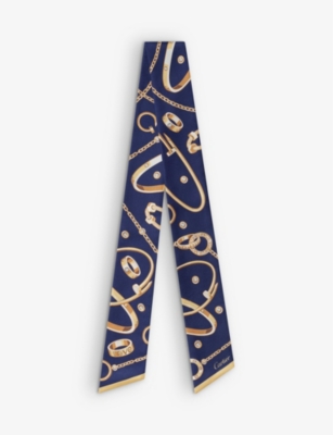 Cartier Womens Navy Precious Mundanity Graphic-print Silk-twill Headband