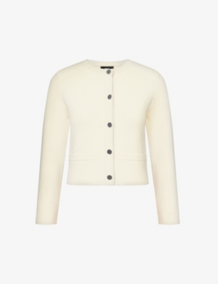 Theory Womens Ivory Relaxed-fit Wool And Cashmere-blend Cardigan