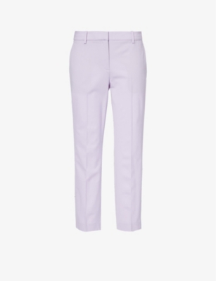 THEORY: Pressed-crease straight-leg mid-rise wool-blend trousers