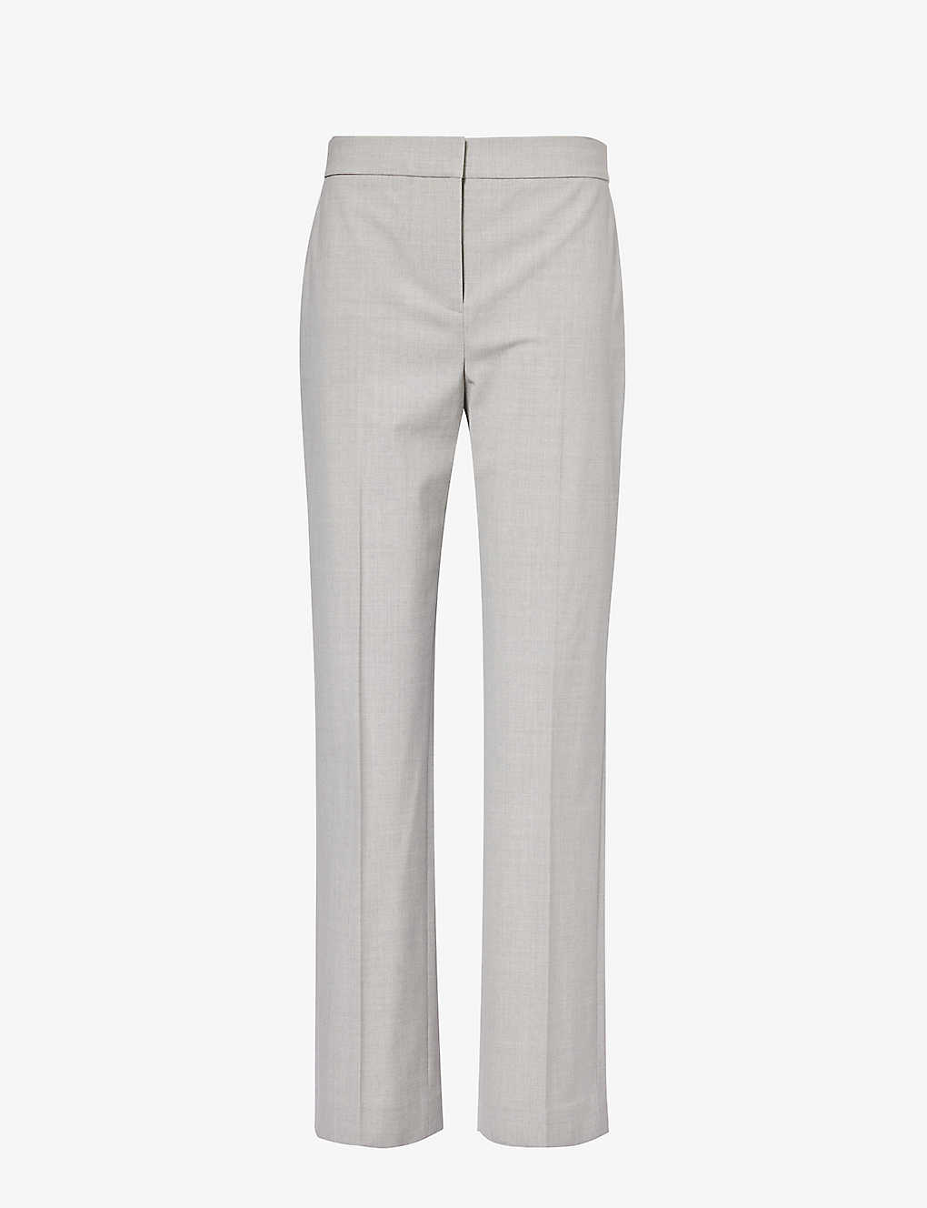 Theory Womens Light Grey Melange Straight-leg Mid-rise Wool-blend Trousers
