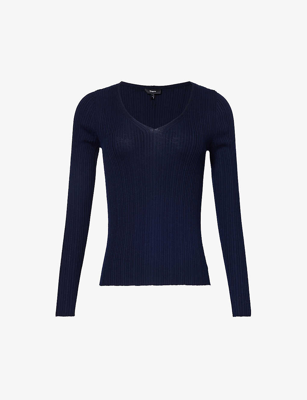 Theory Womens Dark Navy V-neck Relaxed-fit Wool-blend Jumper In Blue