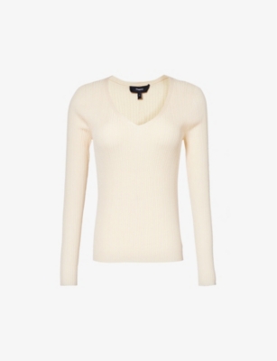 THEORY: V-neck relaxed-fit wool-blend jumper