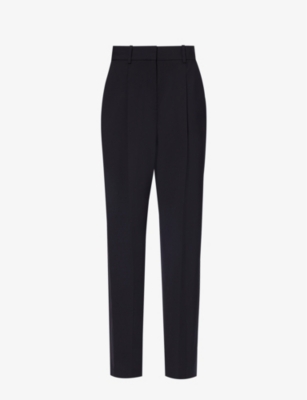 THEORY: Pleated straight-leg high-rise wool-blend trousers