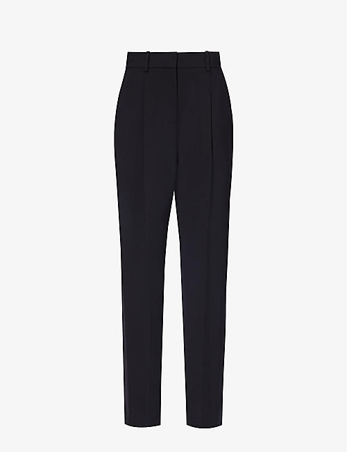 THEORY: Pleated straight-leg high-rise wool-blend trousers