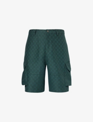 Daily Paper Mens Pine Green Benji Brand-embellished Woven Cargo Shorts In Pine Green
