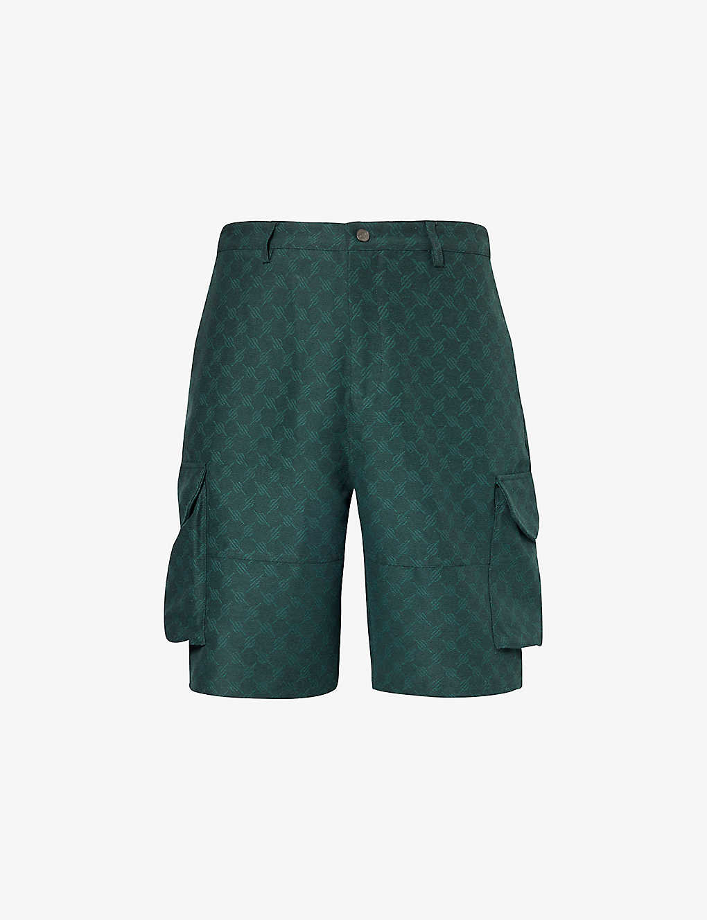 Shop Daily Paper Benji Brand-embellished Woven Cargo Shorts In Pine Green