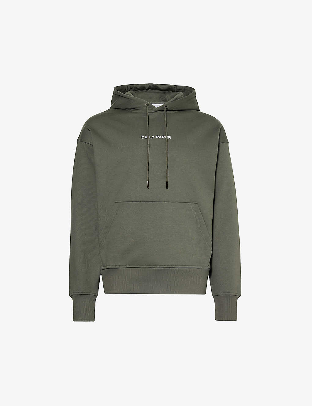 Shop Daily Paper Logo-embroidered Kangaroo-pocket Cotton-jersey Hoody In Chimera Green
