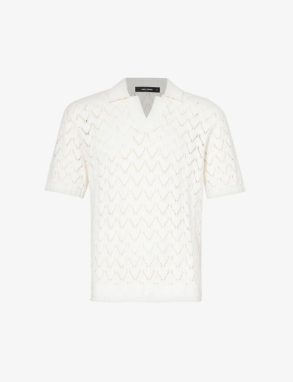 DAILY PAPER DAILY PAPER MEN'S WHITE YINKA PATTERNED COTTON-KNIT POLO SHIRT