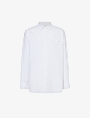 VALENTINO GARAVANI: Butterfly-appliqué logo-embroidered cotton shirt