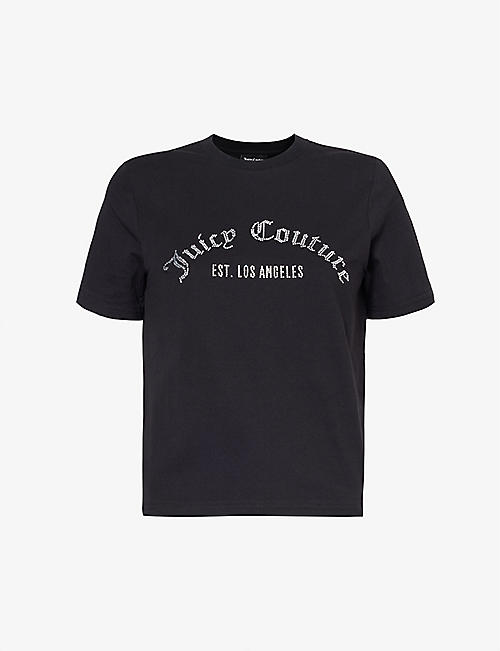 JUICY COUTURE: Noah rhinestone-logo cotton-jersey T-shirt