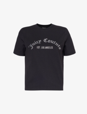 Shop Juicy Couture Womens Black Noah Rhinestone-logo Cotton-jersey T-shirt