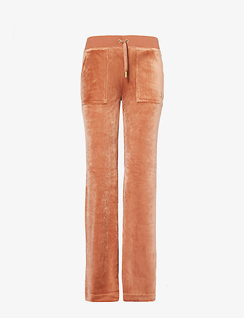 JUICY COUTURE: Del Ray patch-pocket velour jogging bottoms