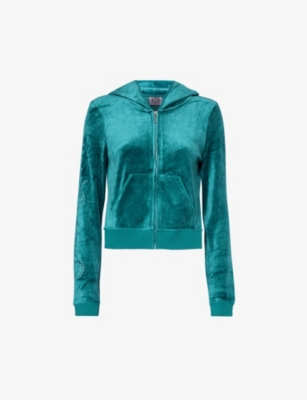 JUICY COUTURE Heritage rhinestone-embellished velour hoody