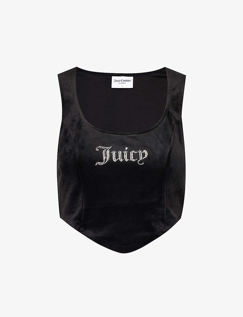 Juicy Couture Womens Black Camina Rhinestone-embellished Velour Top