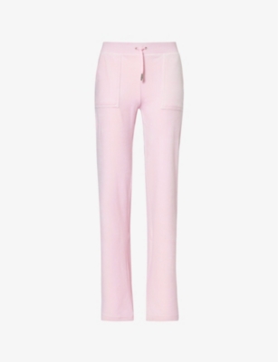 JUICY COUTURE: Del Ray straight-leg mid-rise velour trousers