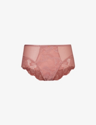Shop Panache Women's Ash Rose Radiance Floral-embroidered Mid-rise Stretch-lace Briefs