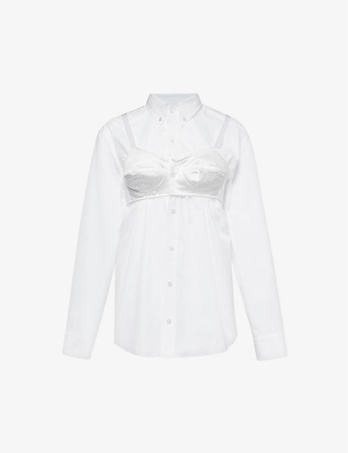 VAQUERA: Bra-detail long-sleeved cotton shirt