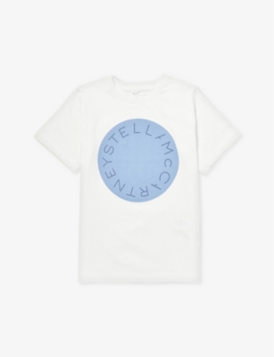 Stella Mccartney Girls Ivory Kids Circle Text-logo Print Cotton-jersey T-shirt 4-14 Years