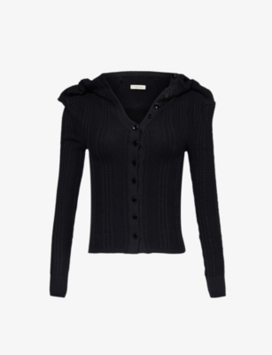 Y/project Necklace-collar Slim-fit Organic-cotton And Wool-blend Cardigan In Black