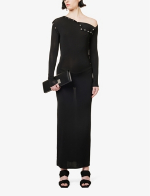 Shop Y/project Women's Black Snap Off Slim-fit Stretch-woven Maxi Dress