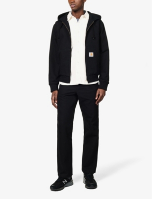 Shop Carhartt Wip Men's Black Active Brand-patch Organic-cotton Jacket