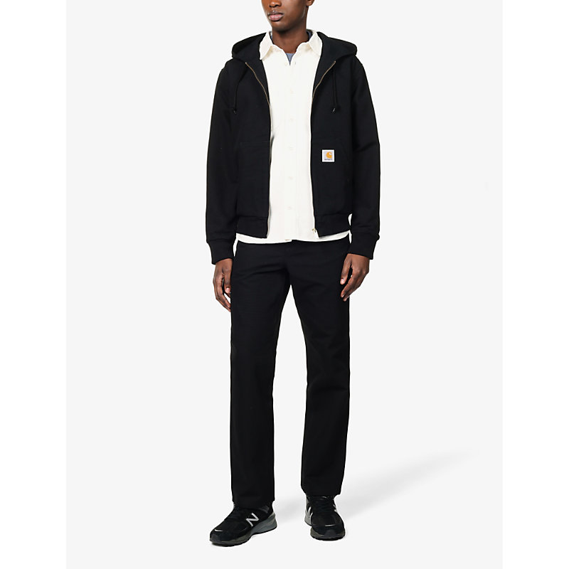 Shop Carhartt Wip Men's Black Active Brand-patch Organic-cotton Jacket