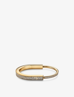 TIFFANY & CO: Lock 18ct yellow-gold and 4.99ct diamond bangle bracelet