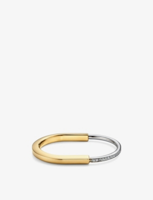 Tiffany & Co Womens Yellow Gold Lock 18ct Yellow And White-gold And 1.08ct Diamond Bangle Bracelet