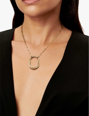 TIFFANY & CO: Tiffany Lock 18ct yellow-gold and 0.43ct round-brilliant diamond pendant necklace