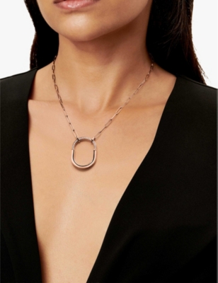 TIFFANY & CO: Tiffany Lock 18ct rose-gold and 0.43ct round-brilliant diamond pendant necklace