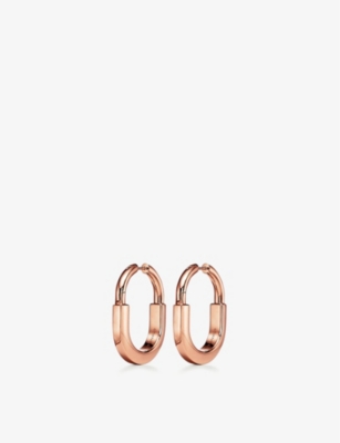 TIFFANY & CO: Lock 18ct rose-gold and 0.19ct diamond earrings
