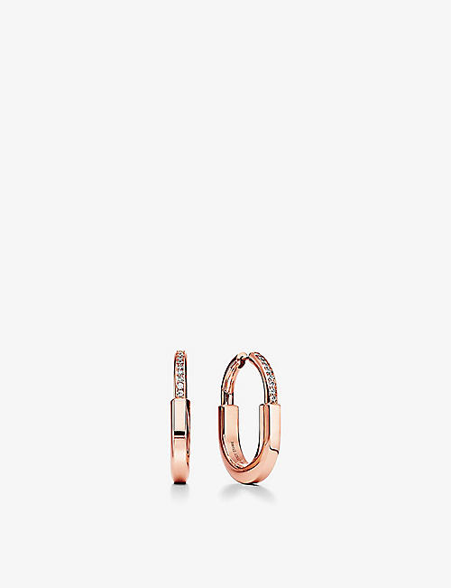 TIFFANY & CO: Lock 18ct rose-gold and 0.19ct diamond earrings