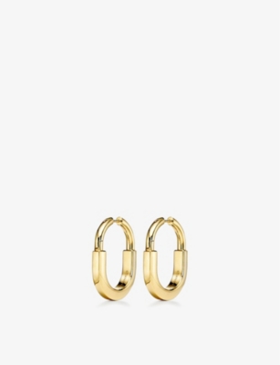 Shop Tiffany & Co Womens Yellow Gold Lock 18ct Yellow-gold And 0.19ct Diamond Earrings