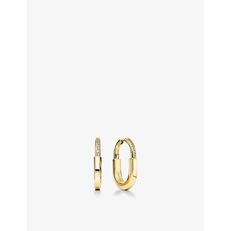 Tiffany & Co Womens Yellow Gold Lock 18ct Yellow-gold And 0.19ct Diamond Earrings
