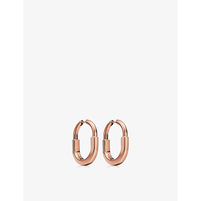 Shop Tiffany & Co Womens Rose Gold Lock 18ct Rose-gold Earrings
