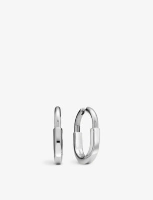 Tiffany & Co Womens White Gold Tiffany Lock Medium Rhodium-plated 18ct White-gold Hoop Earrings