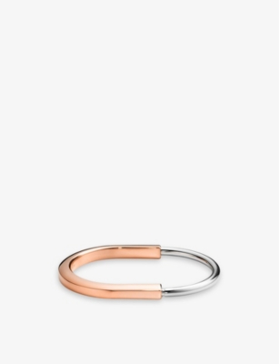 Tiffany & Co Women's Rose Gold Lock 18ct Rose And White-gold Bangle Bracelet