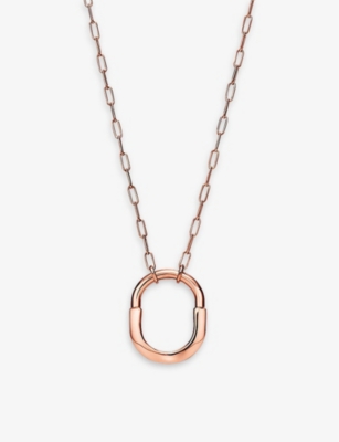 Tiffany & Co Mens Rose Gold Tiffany Lock Medium 18ct Rose-gold Pendant Necklace