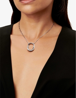 TIFFANY & CO: Tiffany Lock medium rhodium-plated 18ct white-gold pendant necklace