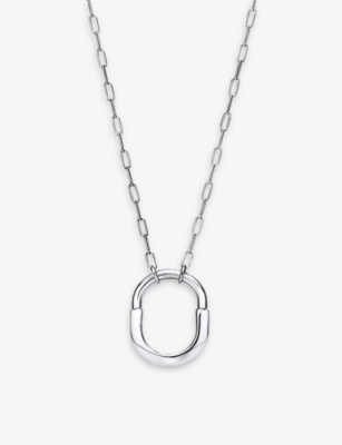 TIFFANY & CO: Tiffany Lock medium rhodium-plated 18ct white-gold pendant necklace