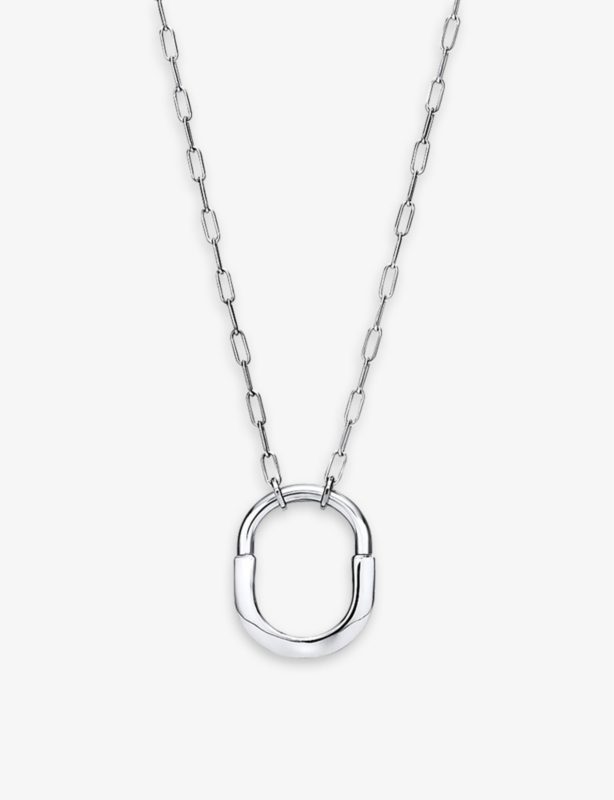 Tiffany Lock medium rhodium-plated 18ct white-gold pendant necklace
