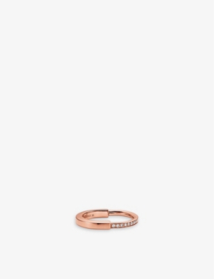 TIFFANY & CO: Tiffany Lock 18ct rose-gold and 0.17ct round-brilliant diamond ring