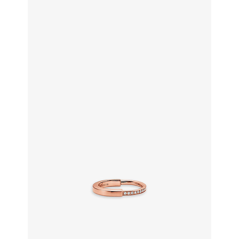 Tiffany & Co Womens Rose Gold Tiffany Lock 18ct Rose-gold And 0.17ct Round-brilliant Diamond Ring