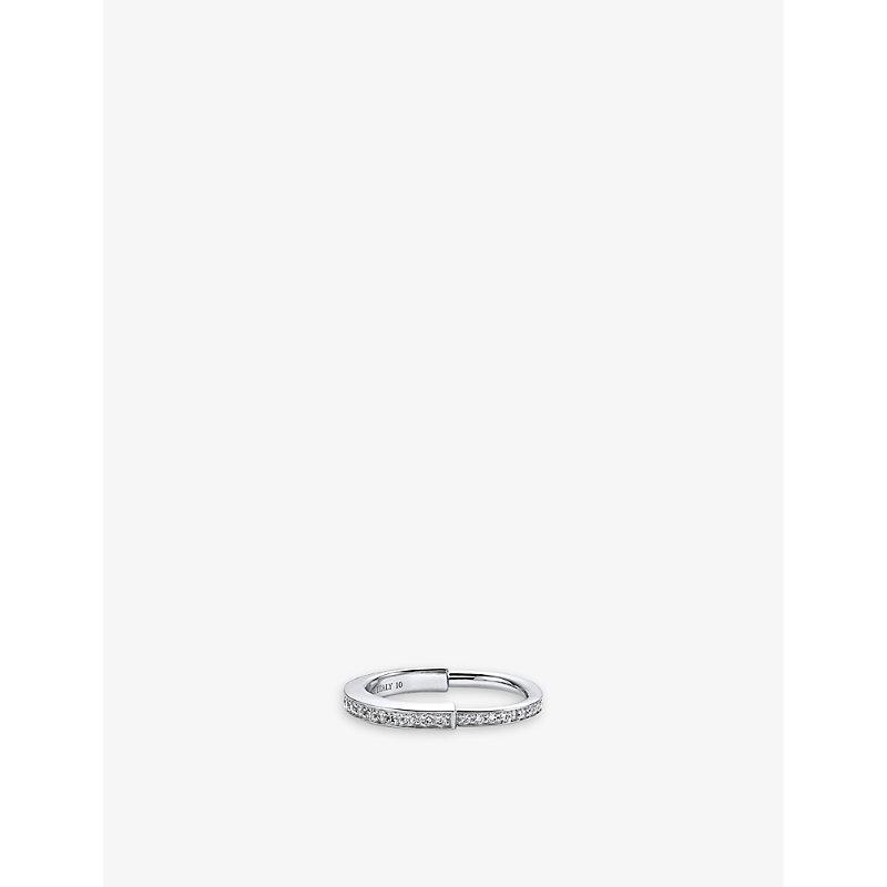 Tiffany & Co Womens White Gold Tiffany Lock 18ct White-gold And 0.35ct Round-brilliant Diamond Ring