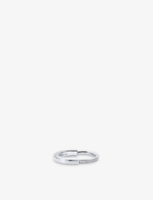 Tiffany & Co Womens White Gold Tiffany Lock 18ct White-gold And 0.17ct Round-brilliant Diamond Ring