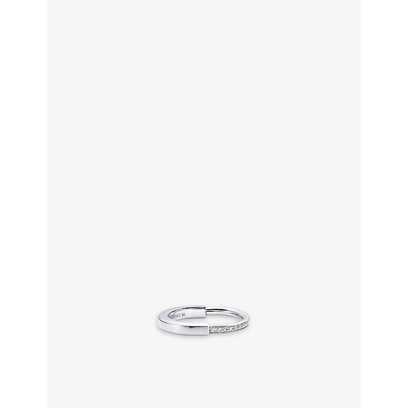 Tiffany & Co Women's White Gold Tiffany Lock 18ct White-gold And 0.17ct Round-brilliant Diamond Ring