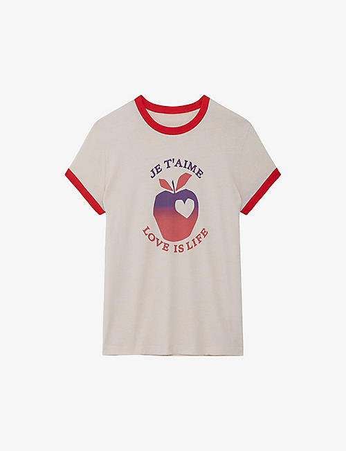 ZADIG&VOLTAIRE: Walk Love Is Life logo text-print cotton T-shirt